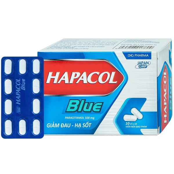 Thuốc Hapacol Blue 500 DHG điều trị đau đầu, đau nửa đầu, đau răng (10 vỉ x 10 viên)