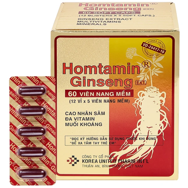 Thuốc Homtamin Ginseng Korea United cung cấp vitamin và muối khoáng (12 vỉ x 5 viên)