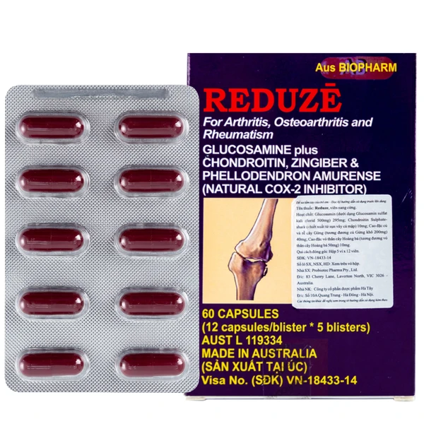 Thuốc Reduze Aus Biopharm giảm viêm khớp gối nhẹ và trung bình (5 vỉ x 12 viên)