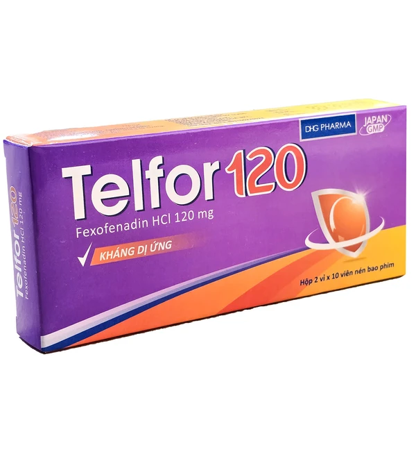 Thuốc Telfor 120 DHG điều trị các triệu chứng viêm mũi dị ứng (2 vỉ x 10 viên)