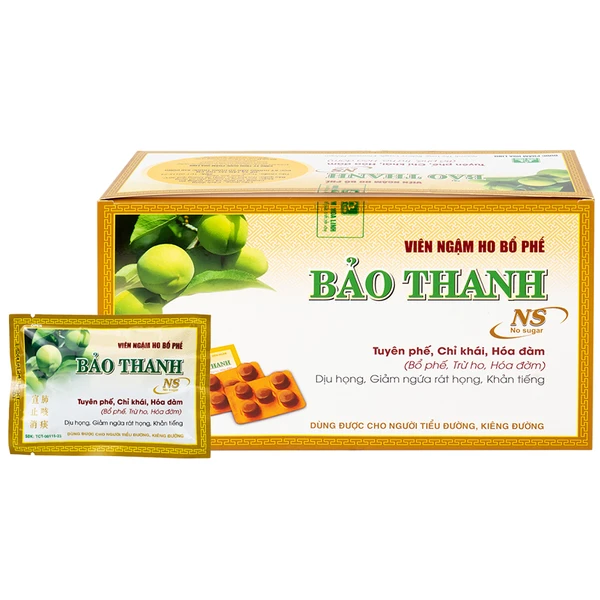 Viên ngậm ho bổ phế Bảo Thanh không đường dùng giảm các chứng ho do cảm lạnh, nhiễm lạnh (20 vỉ x 5 viên)