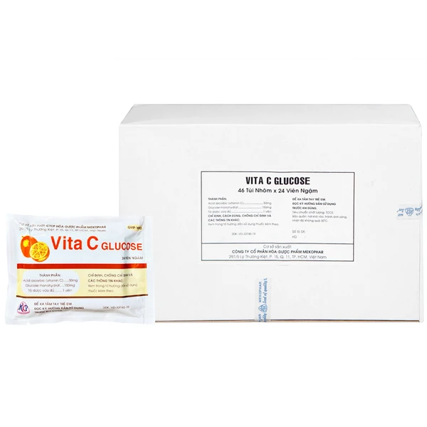 Viên ngậm Vita C Glucose Mekophar bổ sung Vitamin C (46 túi nhôm x 24 viên)