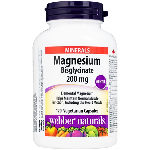 Viên uống Magnesium Bisglycinate Webber Naturals hỗ trợ xương răng chắc khoẻ (120 viên)