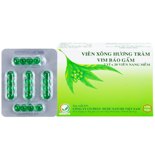 Viên Xông Hương Tràm Vim Báo Gấm điều trị cảm cúm, sát trùng mũi (2 vỉ x 20 viên)