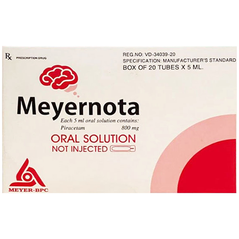 Hình ảnh Thuốc Meyernota 800mg Meyer điều trị chóng mặt, suy giảm trí nhớ (20 ống x 5ml)