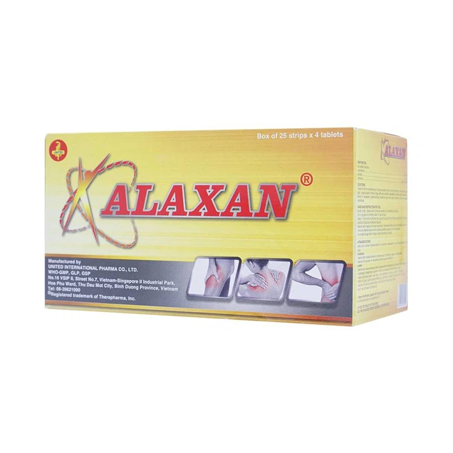 Alaxan 325mg: Thuốc giảm đau, kháng viêm, hạ sốt (25 vỉ x 4 viên)