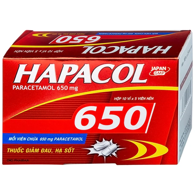 Hapacol 650 giúp giảm đau, hạ sốt hiệu quả (10 vỉ x 5 viên)