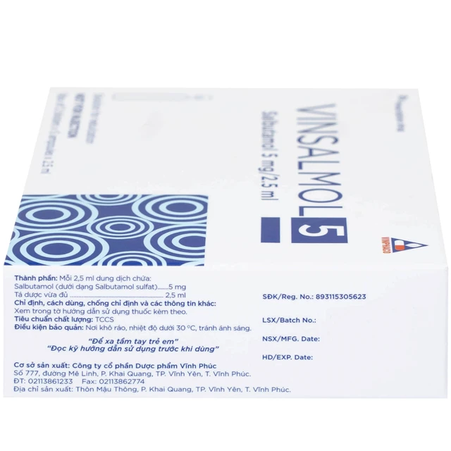Dung dịch khí dung Vinsalmol 5mg/2.5ml Vinphaco trị triệu chứng hen cấp ...