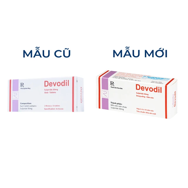 Devodil 50mg trị lo âu, rối loạn hành vi (2 vỉ x 10 viên)