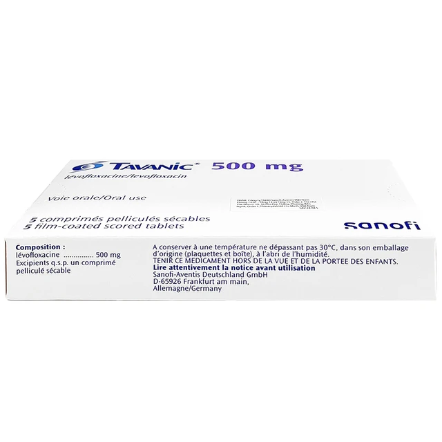 Thuốc Tavanic 500Mg điều trị nhiễm khuẩn (Hộp 1 vỉ x 5 viên)
