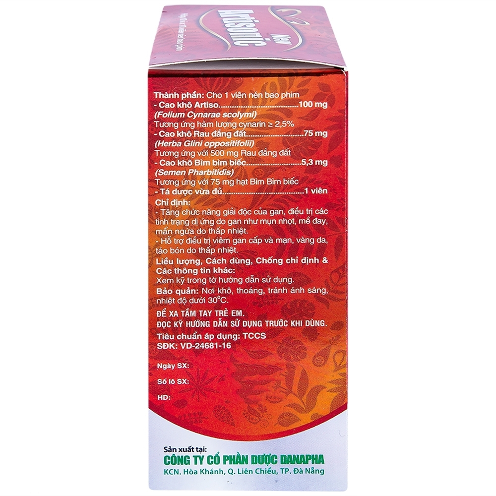 Hình ảnh Viên nén New Artisonic Danapha tăng chức năng giải độc gan, điều trị dị ứng, viêm gan (10 vỉ x 10 viên)