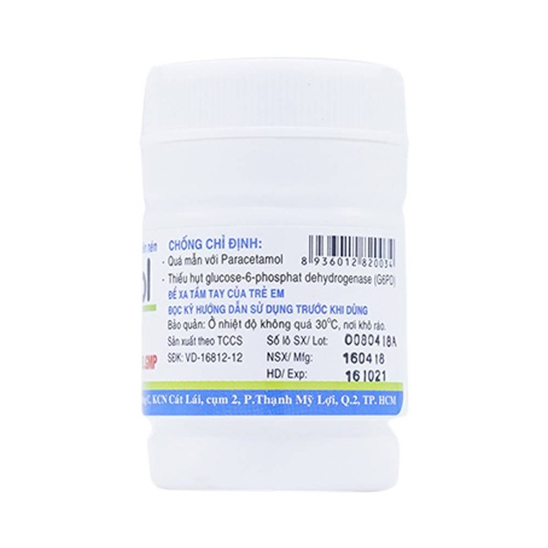 Thuốc Acemol 325mg Nadyphar hạ sốt và giảm đau (40 viên)
