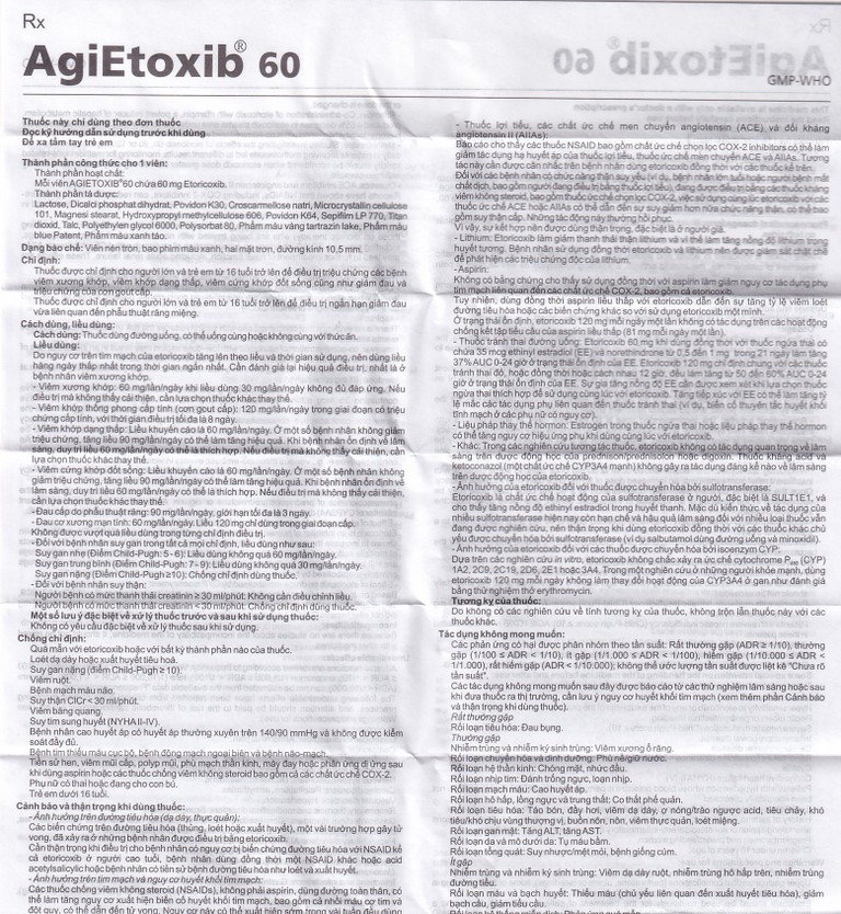 Thuốc Agietoxib 60 Agimexpharm điều trị viêm xương khớp (3 vỉ x 10 viên)