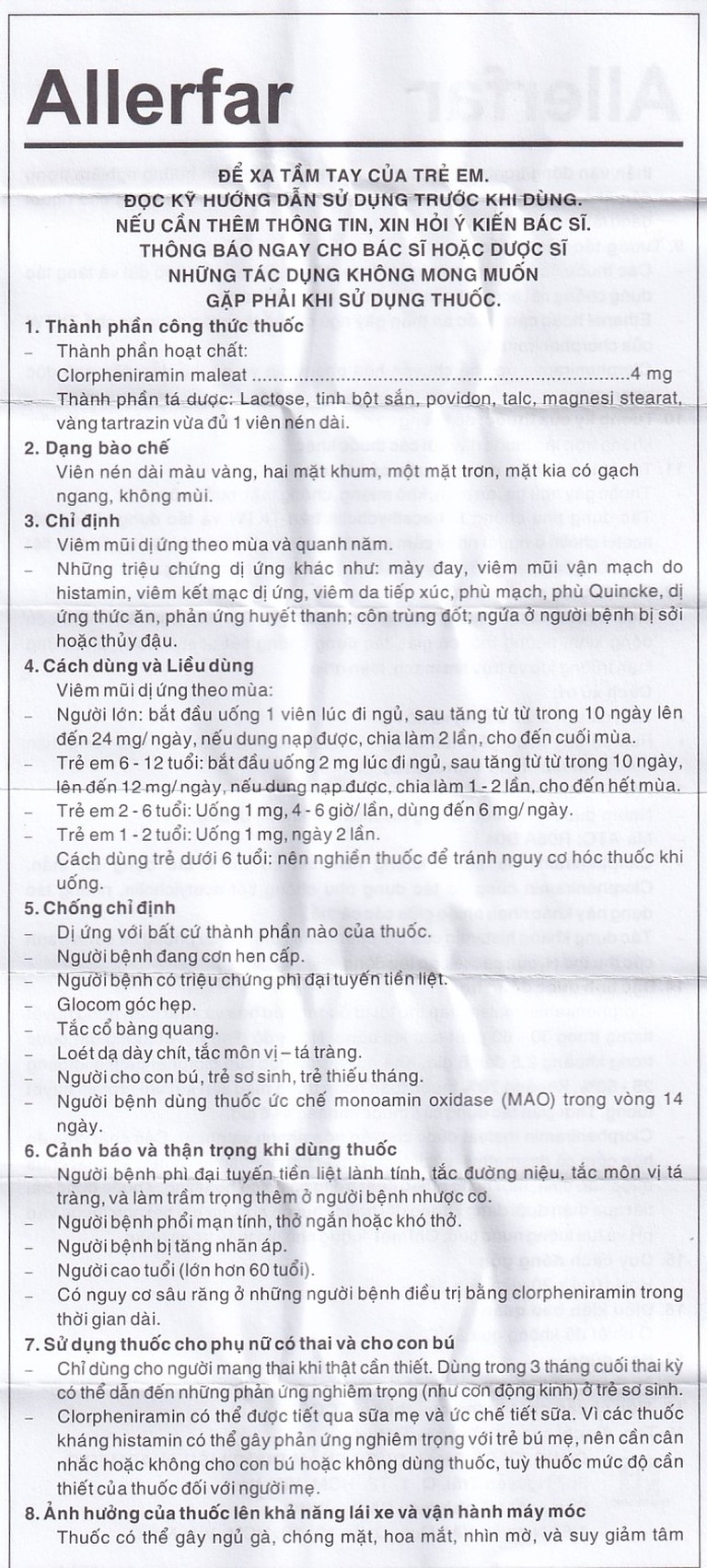 Thuốc Allerfar Pharmedic điều trị viêm mũi dị ứng, các triệu chứng dị ứng (10 vỉ x 20 viên)