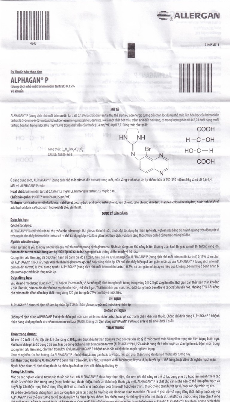 Thuốc nhỏ mắt Alphagan P Allergan điều trị tăng nhãn áp (5ml)