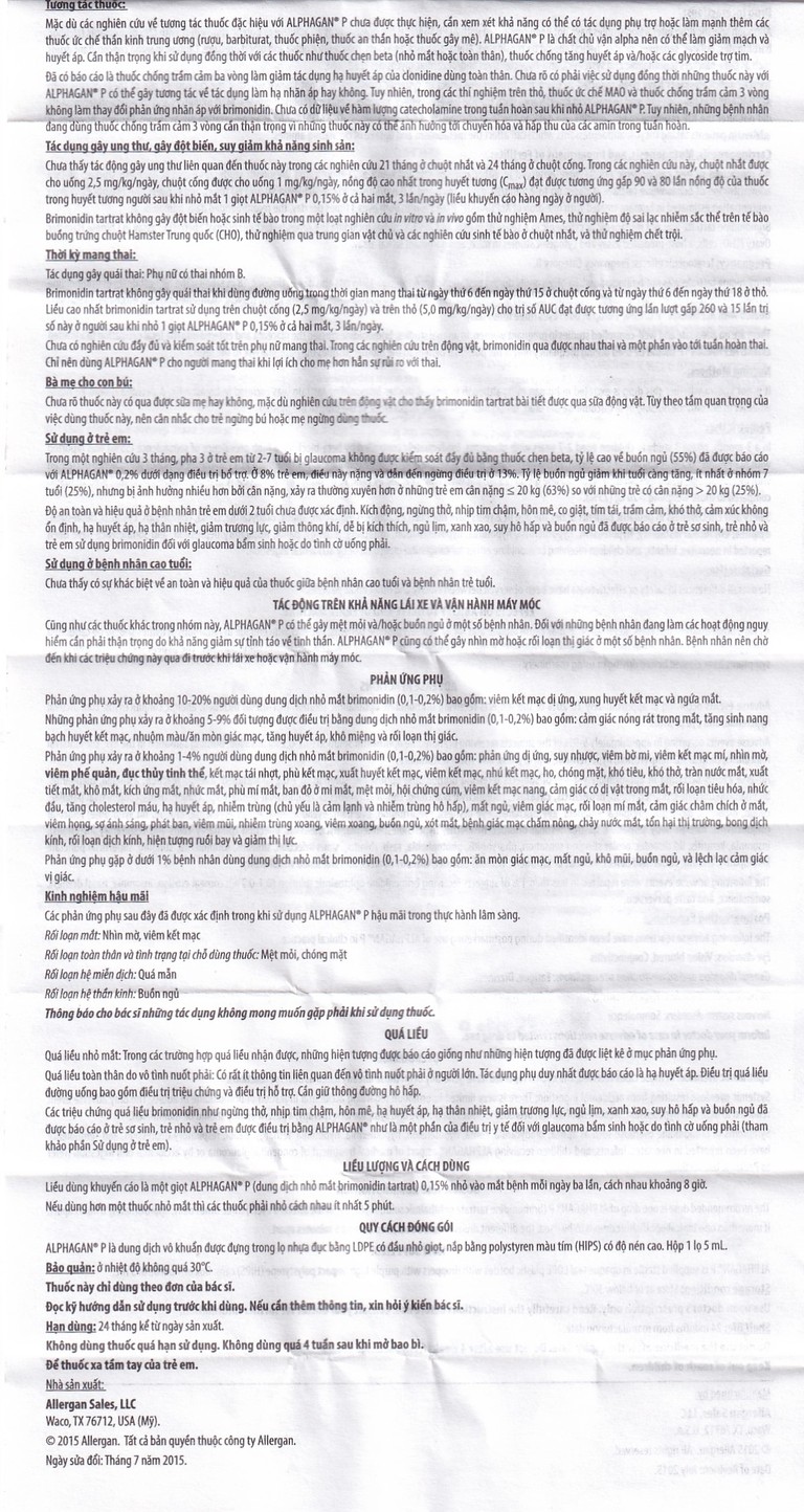 Thuốc nhỏ mắt Alphagan P Allergan điều trị tăng nhãn áp (5ml)