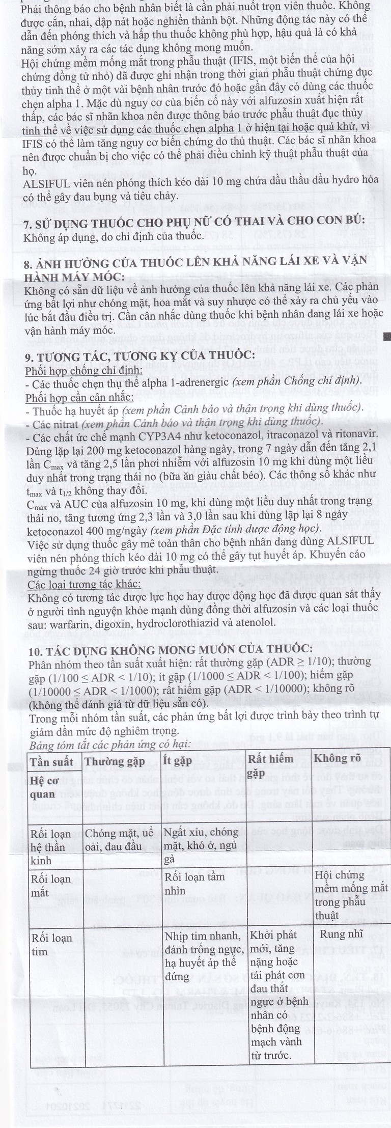 Thuốc Alsiful S.R 10mg Standard điều trị phì đại lành tính tuyến tiền liệt (3 vỉ x 10 viên)