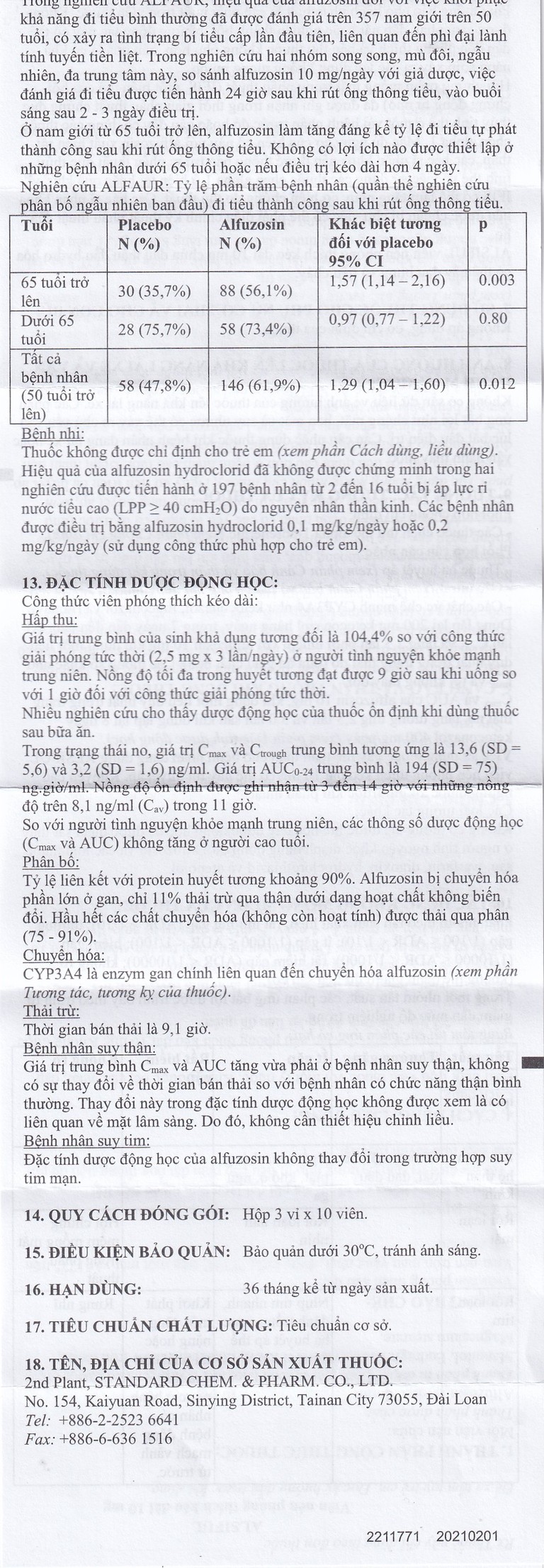 Thuốc Alsiful S.R 10mg Standard điều trị phì đại lành tính tuyến tiền liệt (3 vỉ x 10 viên)