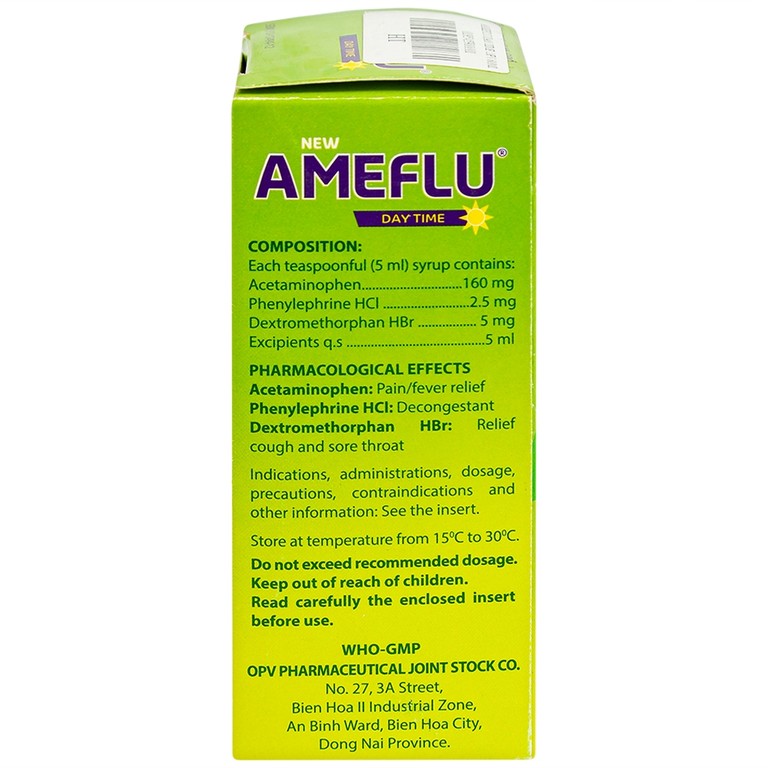 Siro New Ameflu Day Time 160mg/5ml OPV giảm các triệu chứng cảm cúm (60ml)
