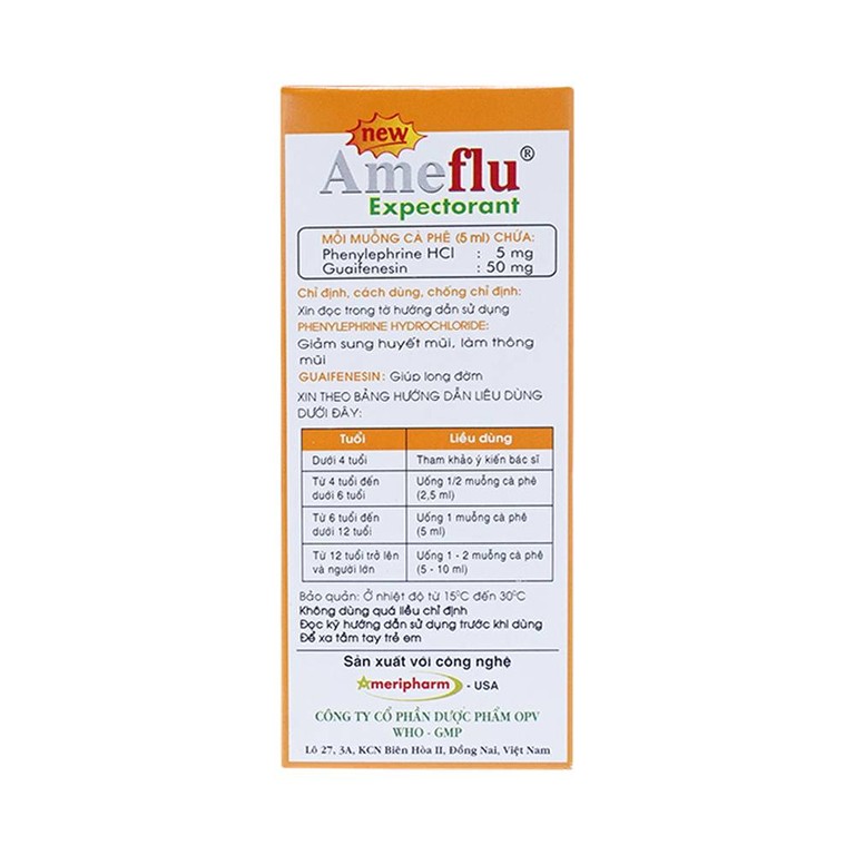 Siro Ameflu Expectorant OPV thông mũi, long đờm (60ml)