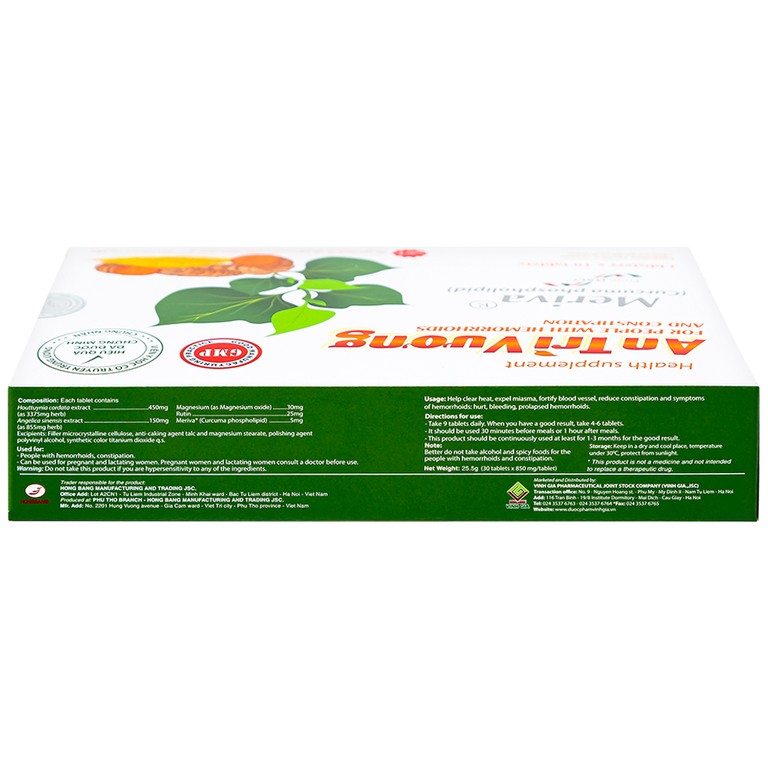 Viên uống An Trĩ Vương Vinh Gia thanh nhiệt, giải độc, tăng sức bền thành mạch (3 vỉ x 10 viên)