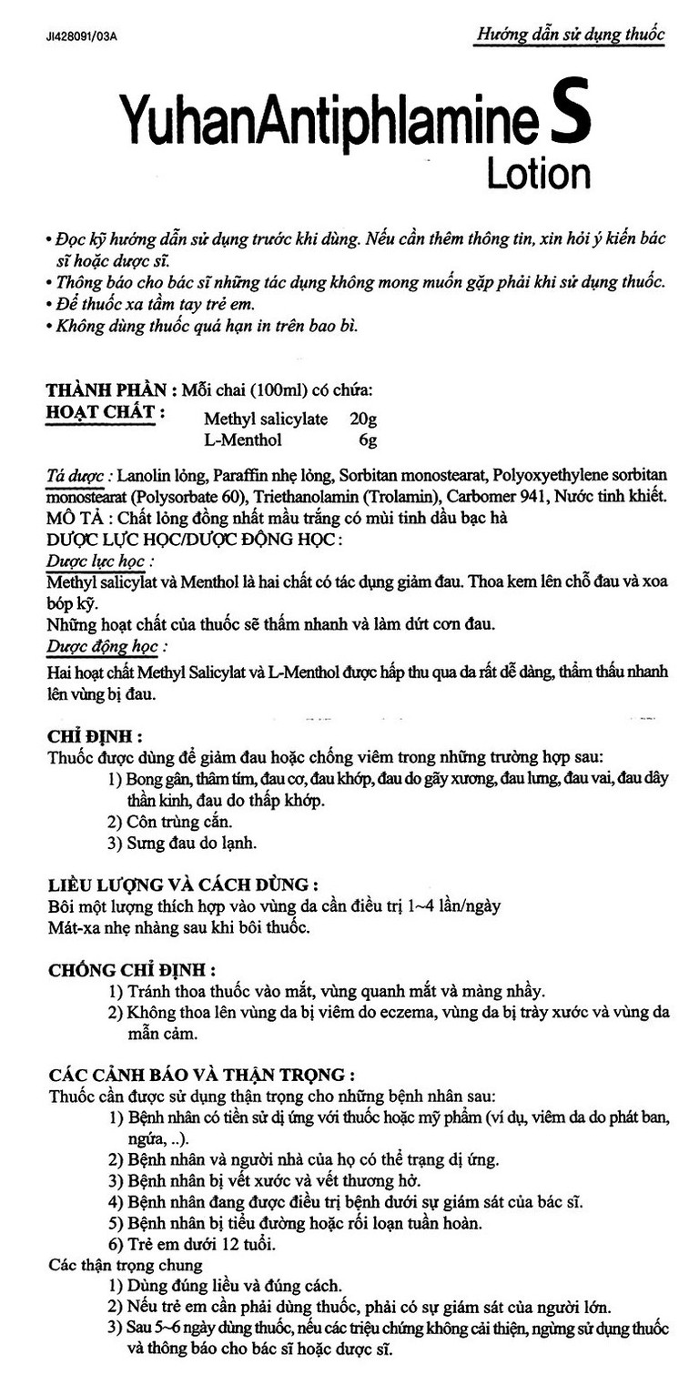 Dung dịch YuhanAntiphlamine S Lotion Yuhan giảm đau, chống viêm (100ml)