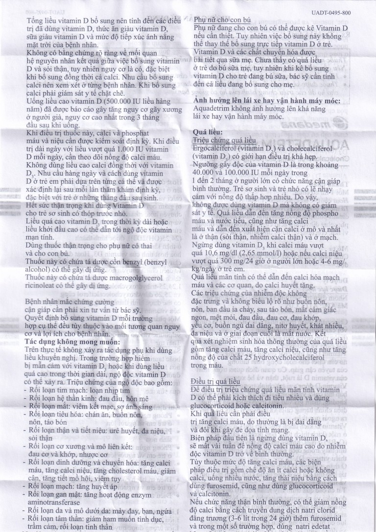 Dung dịch uống Aquadetrim Vitamin D3 Medana phòng ngừa còi xương, loãng xương (10ml)