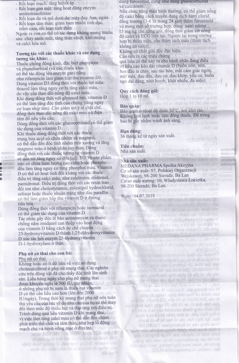 Dung dịch uống Aquadetrim Vitamin D3 Medana phòng ngừa còi xương, loãng xương (10ml)