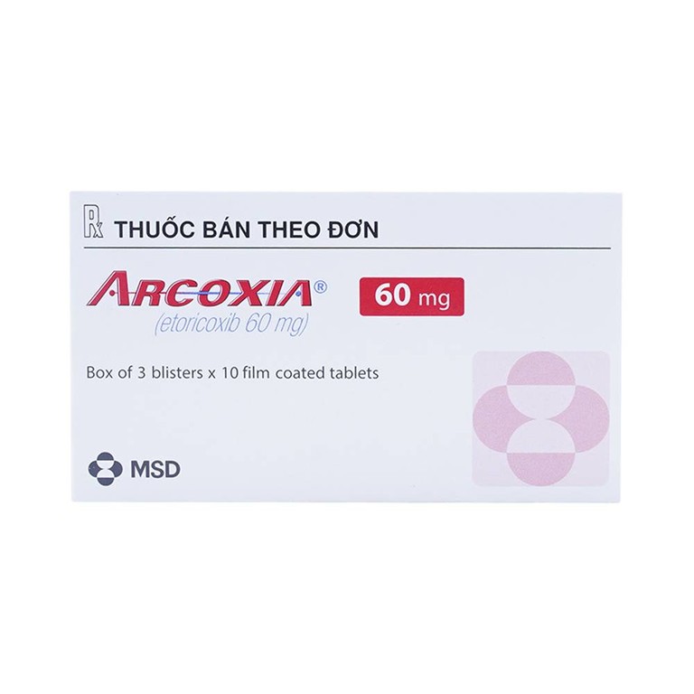Thuốc Arcoxia 60mg MSD điều trị thoái hoá khớp, viêm khớp dạng thấp (3 vỉ x 10 viên)