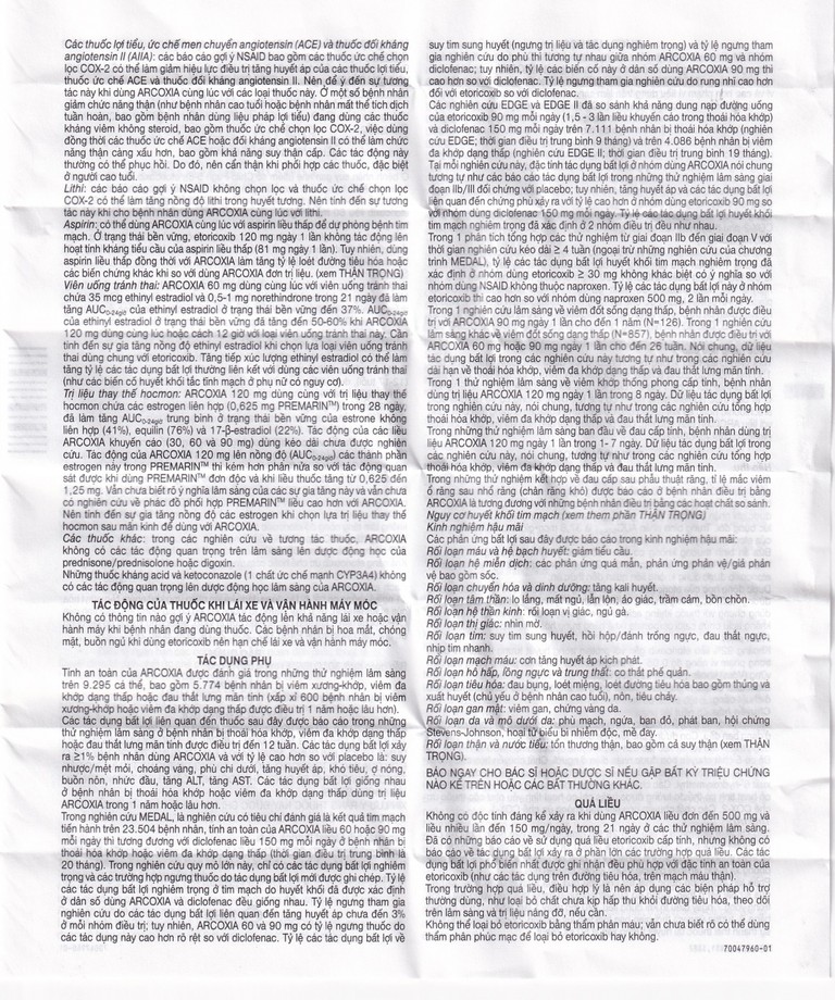 Thuốc Arcoxia 60mg MSD điều trị thoái hoá khớp, viêm khớp dạng thấp (3 vỉ x 10 viên)