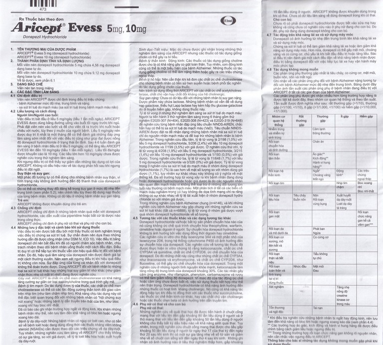 Thuốc Aricept Evess 10mg Eisai điều trị triệu chứng bệnh alzheimer (2 vỉ x 14 viên)