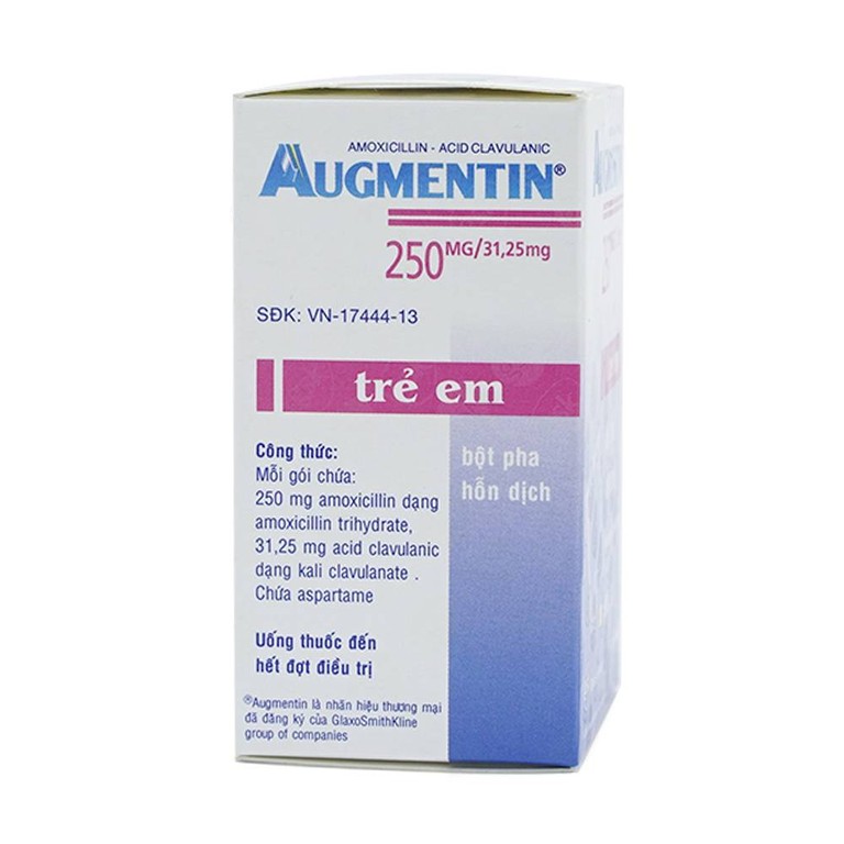 Bột Augmentin 250mg/31.25mg GSK điều trị nhiễm khuẩn (12 gói)