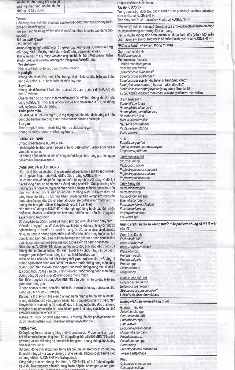 Bột Augmentin 250mg/31.25mg GSK điều trị nhiễm khuẩn (12 gói)