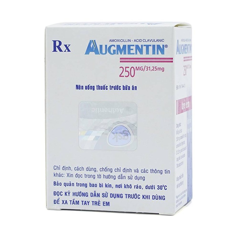 Bột Augmentin 250mg/31.25mg GSK điều trị nhiễm khuẩn (12 gói)