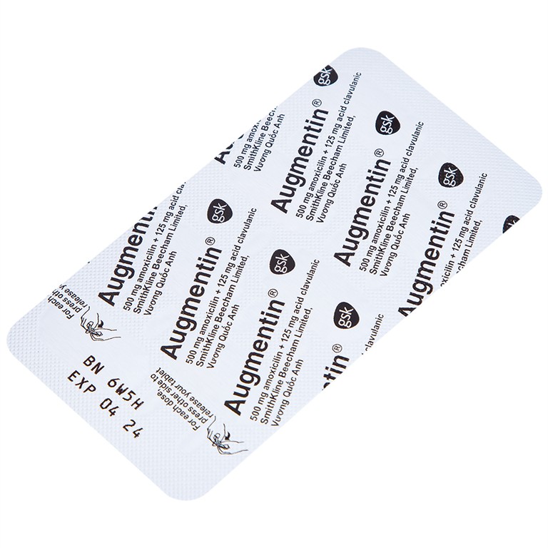 Thuốc Augmentin 625mg GSK điều trị nhiễm khuẩn (2 vỉ x 7 viên)