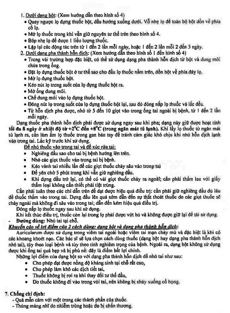 Thuốc nhỏ tai Auricularum điều trị viêm tai (1 lọ bột x 1 ống dung môi 10ml)