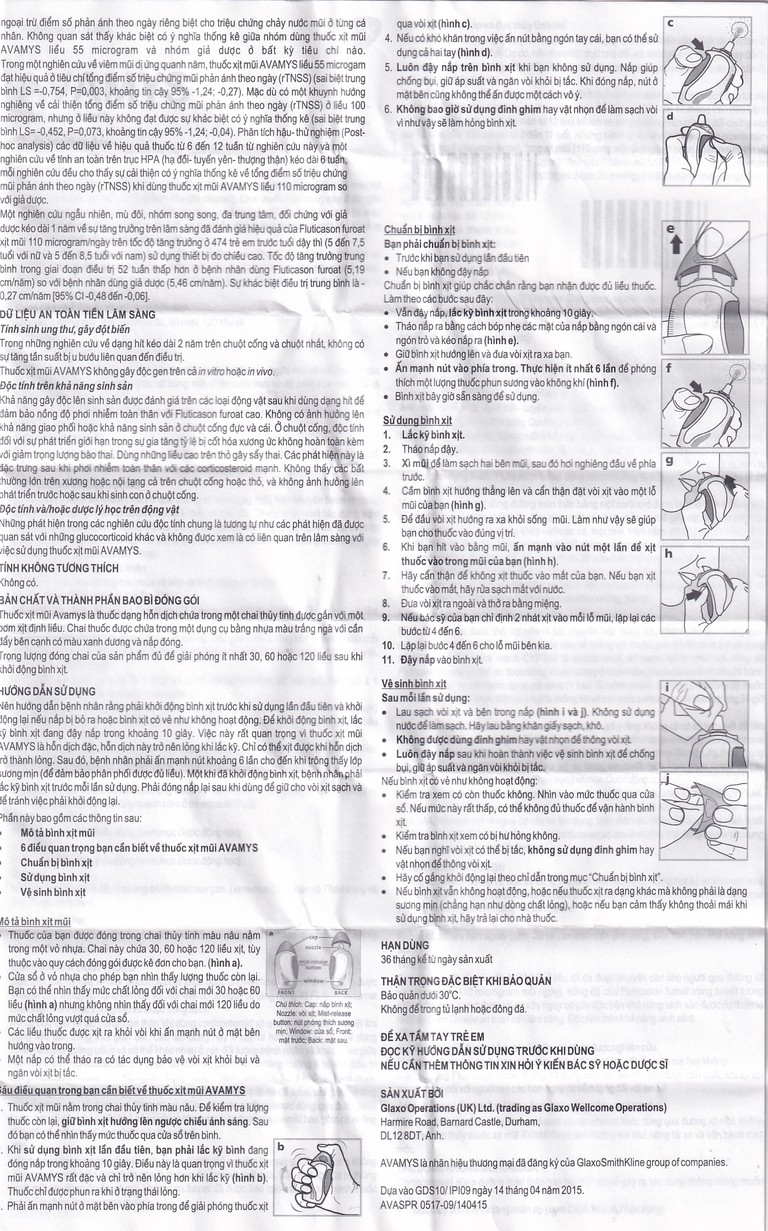 Thuốc xịt mũi Avamys 27.5mcg GSK điều trị chảy nước mũi, xung huyết mũi (120 liều xịt)