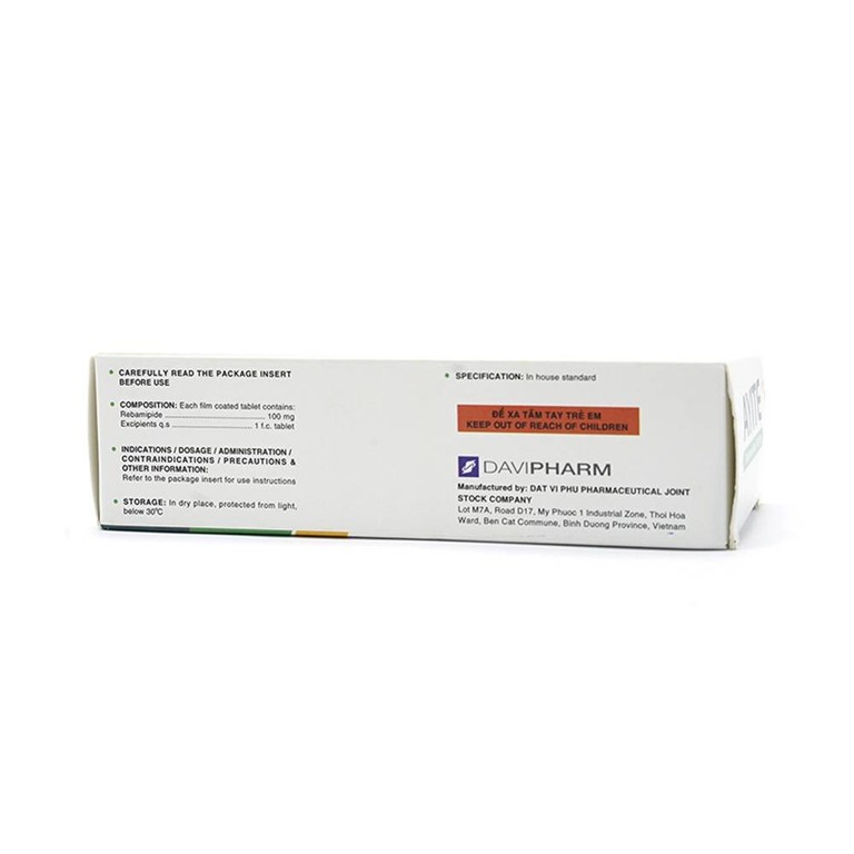 Thuốc Ayite 100mg Davipharm điều trị loét dạ dày (6 vỉ x 10 viên)