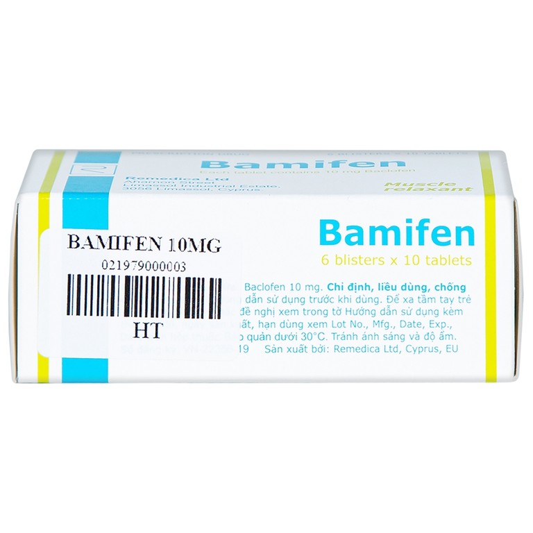 Thuốc Bamifen 10mg Remedica giảm co cứng cơ vân (6 vỉ x 10 viên)