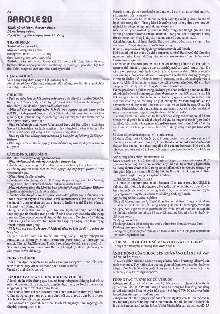 Thuốc Barole 20mg Mega Lifesciences điều trị viêm loét do trào ngược dạ dày - thực quản (10 vỉ x 10 viên)