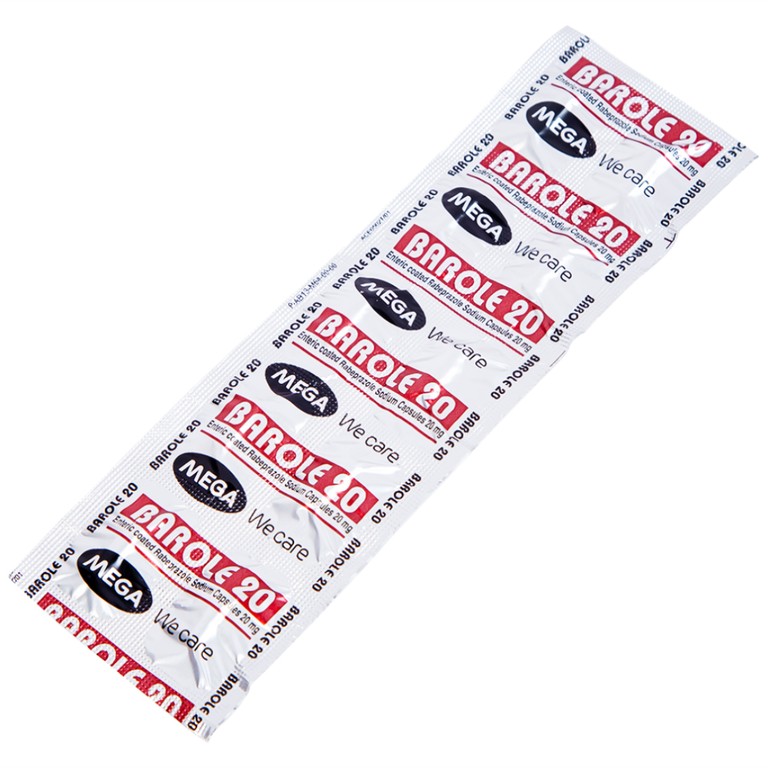 Thuốc Barole 20mg Mega Lifesciences điều trị viêm loét do trào ngược dạ dày - thực quản (10 vỉ x 10 viên)