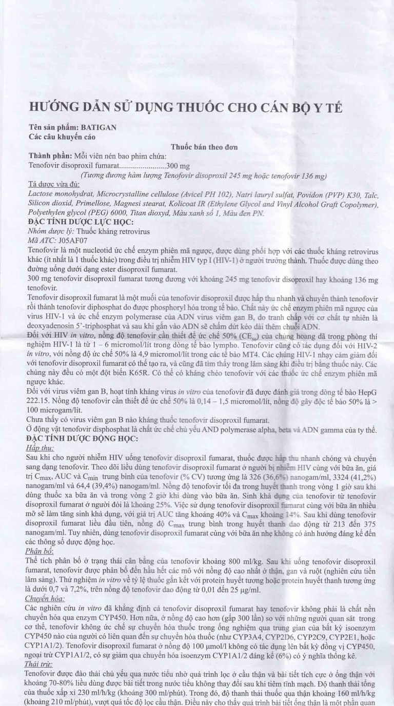 Thuốc Batigan 300mg Phương Đông hỗ trợ điều trị nhiễm HIV-1, viêm gan B mạn tính (3 vỉ x 10 viên)