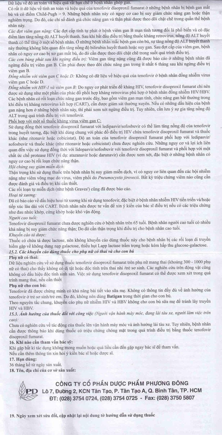 Thuốc Batigan 300mg Phương Đông hỗ trợ điều trị nhiễm HIV-1, viêm gan B mạn tính (3 vỉ x 10 viên)