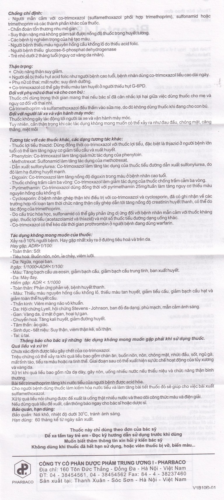Thuốc Biseptol Pharbaco điều trị nhiễm khuẩn do các vi khuẩn nhạy cảm (1 vỉ x 20 viên)