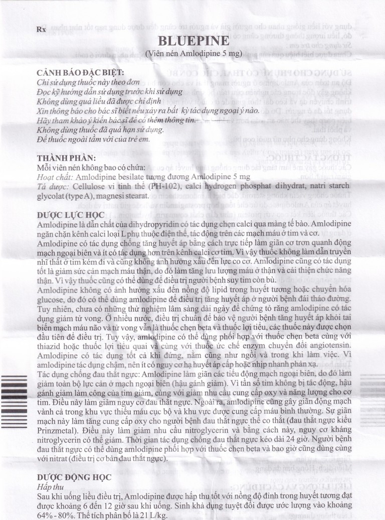 Thuốc Bluepine Bluepharma điều trị tăng huyết áp (6 vỉ x 10 viên) 