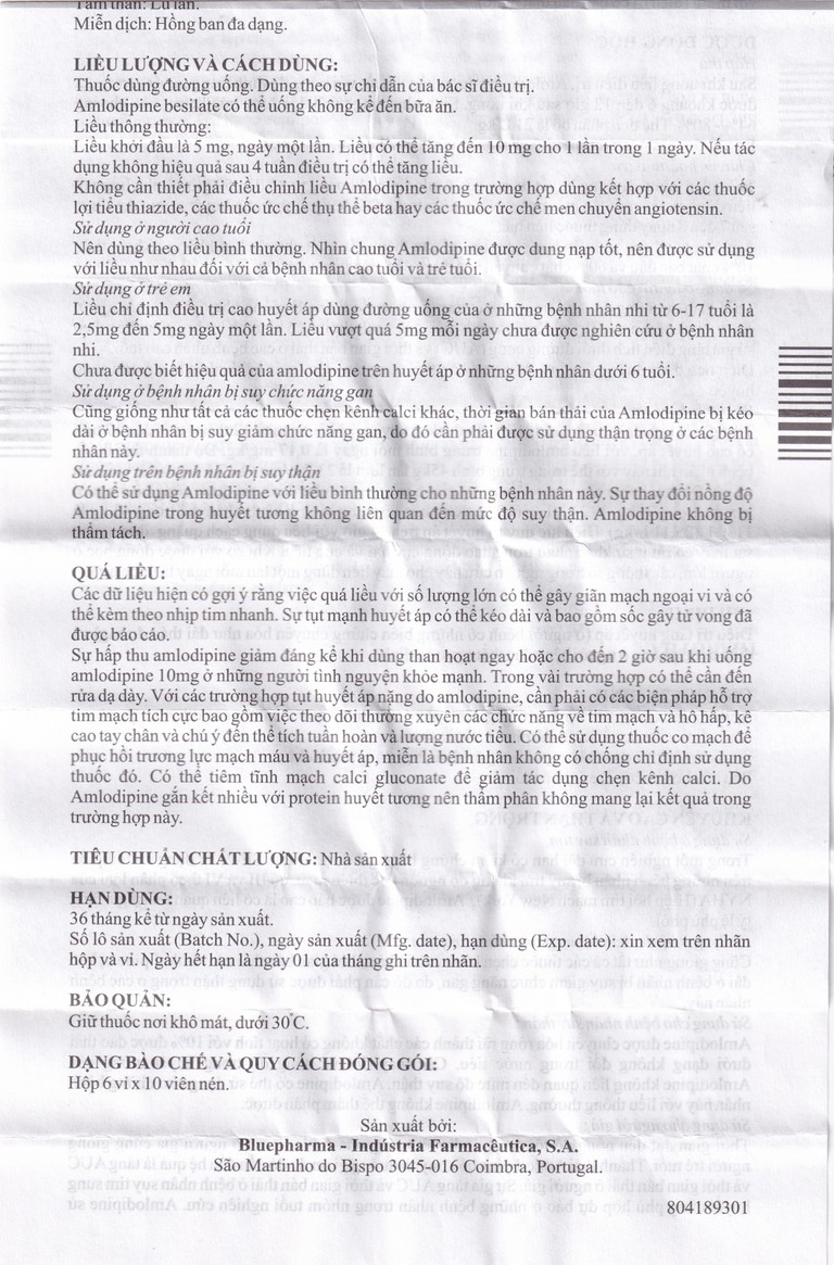 Thuốc Bluepine Bluepharma điều trị tăng huyết áp (6 vỉ x 10 viên) 