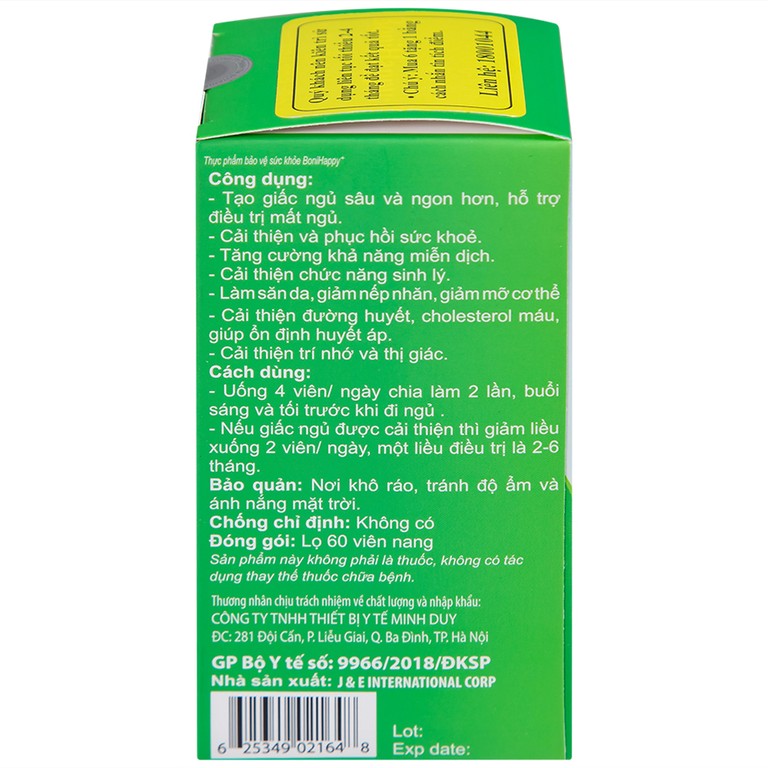 Viên uống BoniHappy Botania hỗ trợ điều trị mất ngủ, cải thiện và phục hồi sức khỏe (60 viên) 