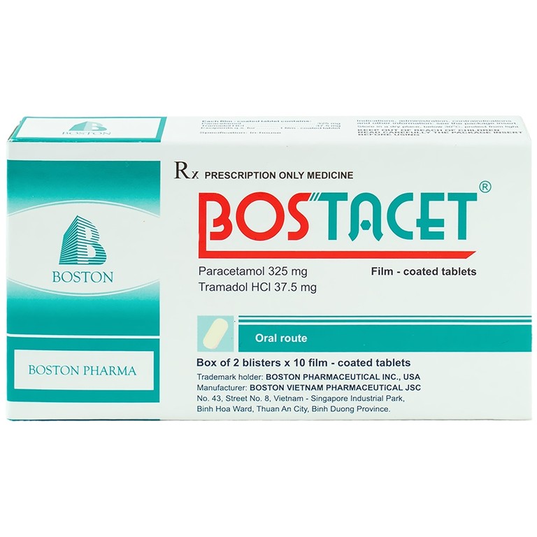 Thuốc Bostacet Boston điều trị các cơn đau từ trung bình đến nặng (2 vỉ x 10 viên)
