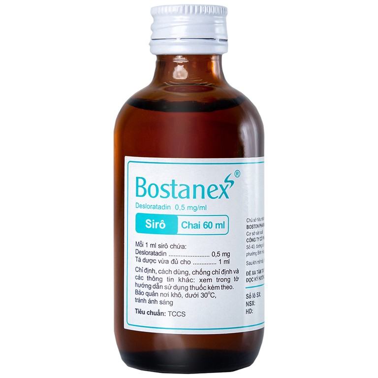 Thuốc Bostanex Boston giảm viêm mũi dị ứng, nổi mày đay (60ml)