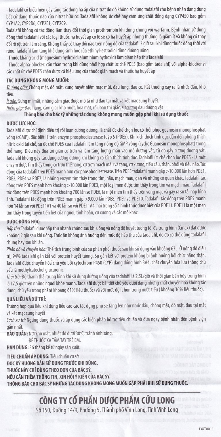 Thuốc C.ales 20mg Pharimexco điều trị rối loạn cương dương (1 viên)